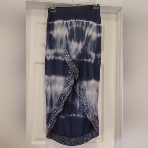 Moda Blue and White Tie-Dye Skirt